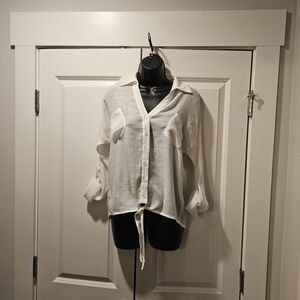 White Button-Front Women's Shirt